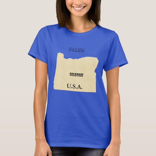 T-shirt - Oregon Kaart met stad (Voorkant)