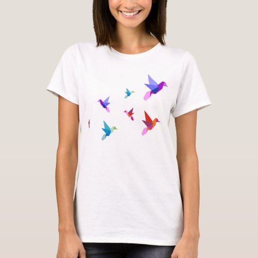 T-shirt origami hummingbirds (Voorkant)
