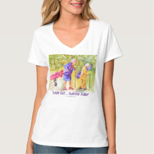 T-Shirt - Oude tassen - "Kijk uit...door te spelen
