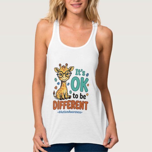 T-shirt over autismabewustzijn verschillende giraf (Voorkant)