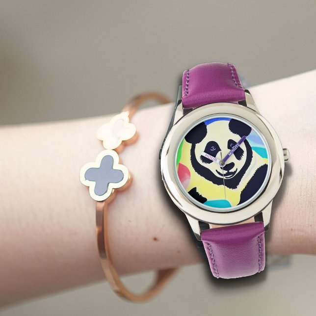 T-shirt panda multikleurige achtergrond horloge (Creator heeft geüpload)