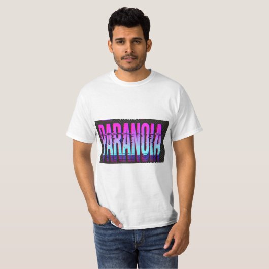 T-shirt "Paranoia" - Design Glitch Psichedelico (Voorkant volledig)