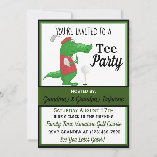 T-shirt Party Golfing Invitation Kaart (Voorkant)