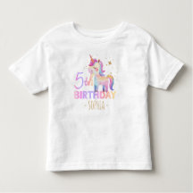 T-shirt 'Pastel Unicorn 5th Birthday Party'