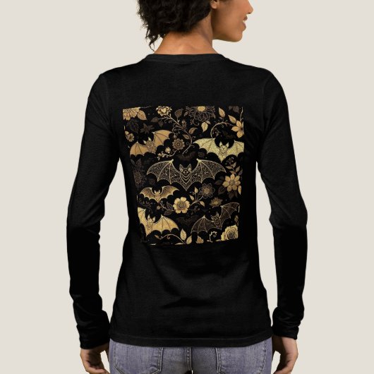 t-shirt pattern with golden bats (Achterkant)