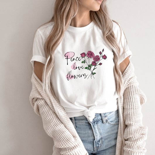 T-shirt Peace Love Flowers