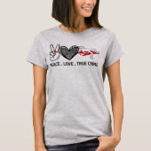 T-shirt 'Peace Love True Crime' (Voorkant)