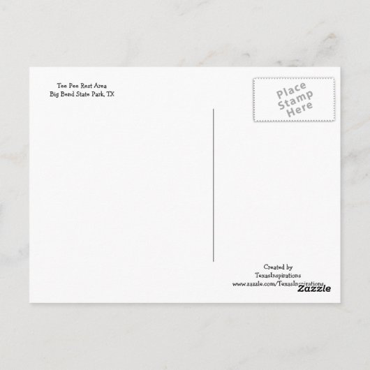 T-shirt Pee Rest Area/Big Bend State Park, TX Briefkaart (Achterkant)