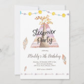 T-shirt Pee Sleepover Girl Birthday Party Kaart (Voorkant)