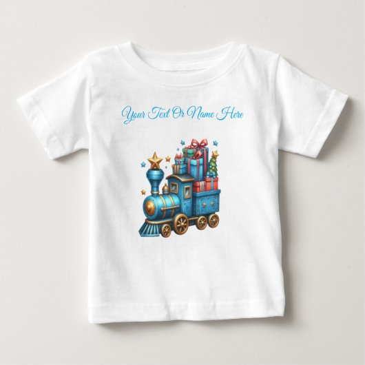 T-Shirt-Personalized Blauwe Kerst Baby Jersey (Voorkant)