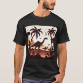 T-Shirt Prehistorische landschap met dinosaurussen (Voorkant)