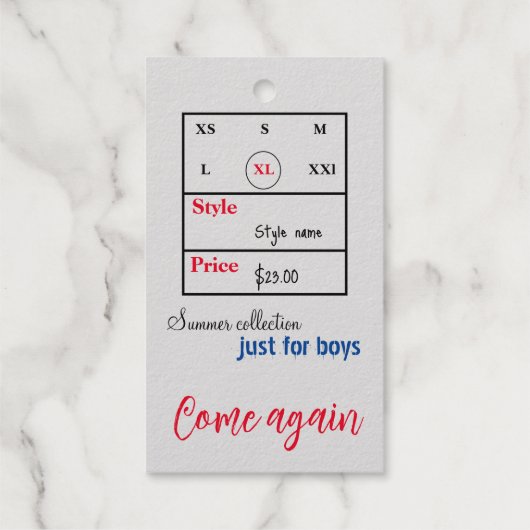 T shirt prijs cadeaulabels (Achterkant)