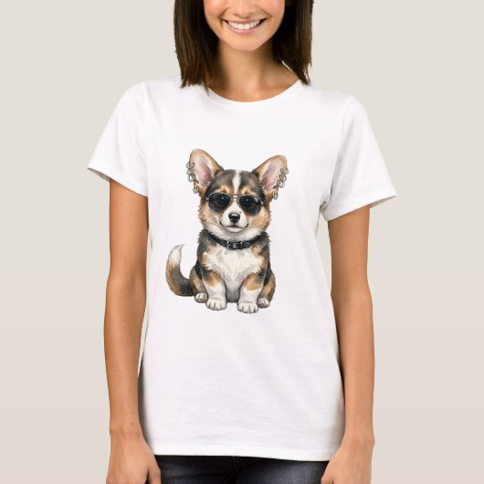 T-shirt Punk Corgi aan beide zijden (Voorkant)