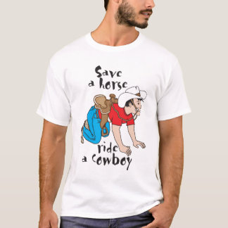 T-shirt, "Red een paard op een cowboy" T-shirt