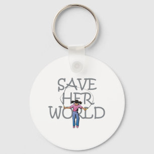 T-SHIRT redt haar wereld Sleutelhanger