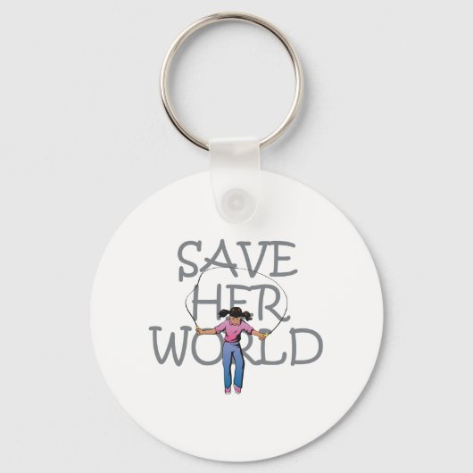 T-SHIRT redt haar wereld Sleutelhanger (Voorkant)