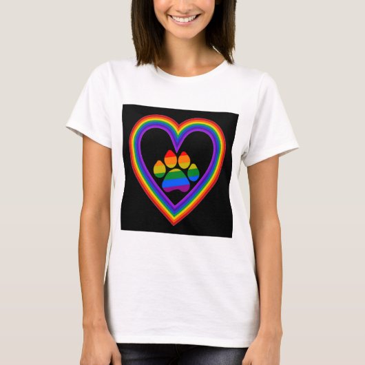 T-Shirt regenbooghart met poot (Voorkant)