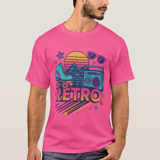 T-shirt Retro-80-80 - Synthwave Vintage-stijl (Voorkant)