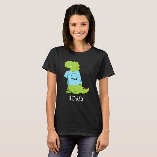 T-shirt Rex Funny TShirt TRex Dinosaur Pun Dark BG (Voorkant volledig)