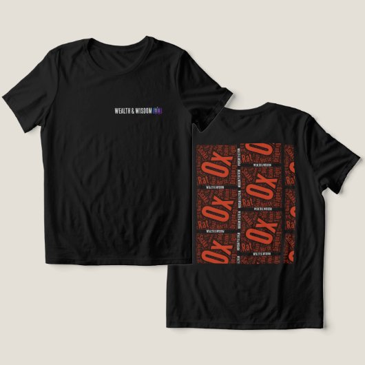 T-shirt rijkdom en wijsheid (Ontwerp Voorkant & Achterkant)