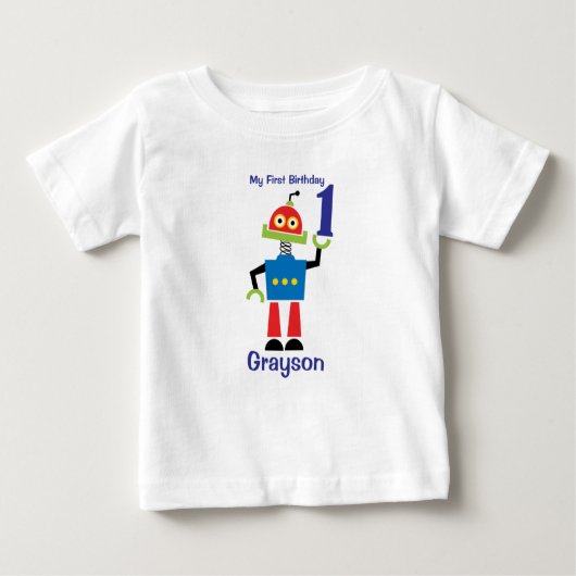 T-shirt robot 1e verjaardag (Voorkant)