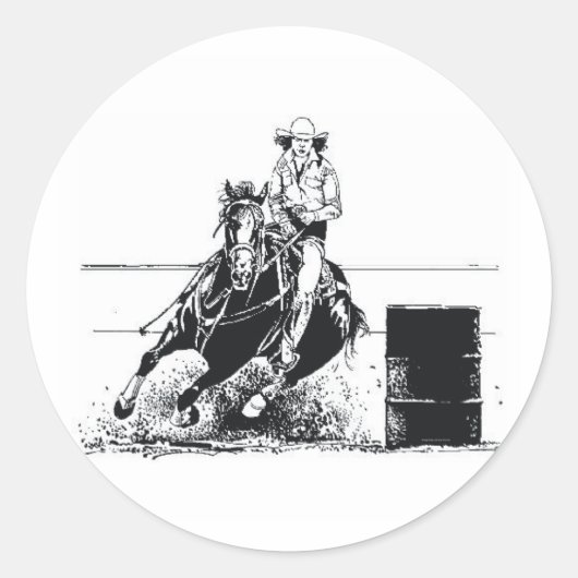 T-SHIRT Rodeo Cowgirl Ronde Sticker (Voorkant)