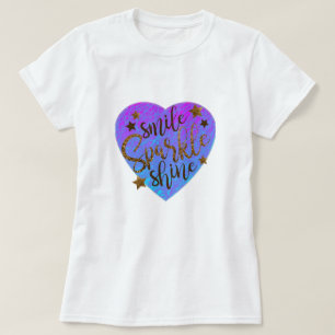 T-shirt S M L XL Blauw Hart Smile Sparkle Shine