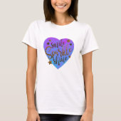 T-shirt S M L XL Blauw Hart Smile Sparkle Shine (Voorkant)