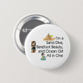 T-SHIRT Sand Diva Ronde Button 5,7 Cm (Voorkant /achterkant)