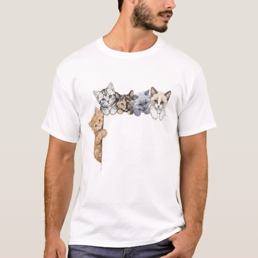 T-Shirt Schattige Kittens die gluren Aangepaste Mo (Voorkant)