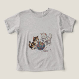 T-shirt Schattige Speelse Kittens met Bal Wol T-S