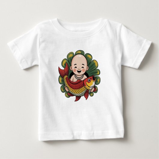 T-Shirt | Schattigee jongen met Lucky Koi (Voorkant)