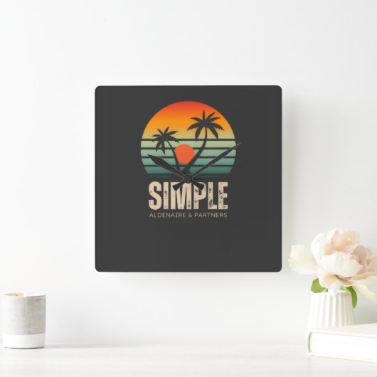 T-shirt Simple Sunset - Tropical vibes design Vierkante Klok (Huis)
