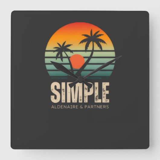 T-shirt Simple Sunset - Tropical vibes design Vierkante Klok (Voorkant)