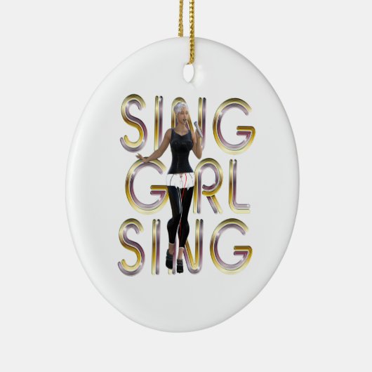 T-SHIRT Sing Girl Sing Keramisch Ornament (Rechts)