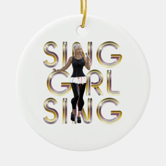T-SHIRT Sing Girl Sing Keramisch Ornament (Voorkant)
