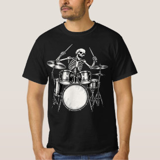 T-shirt Skelet Drummer Funny Rockmuziek Drumstel