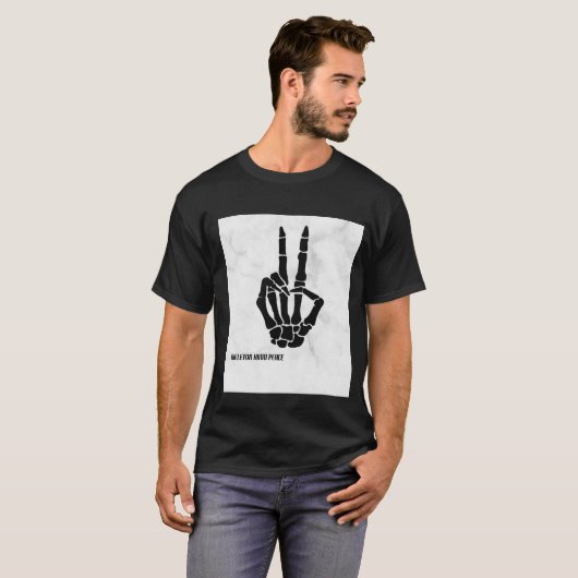 T-SHIRT SKELET HAND VREDE (Voorkant volledig)