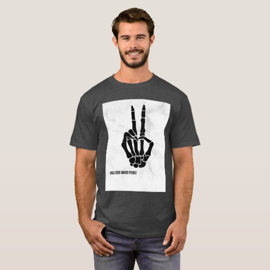 T-SHIRT SKELET HAND VREDE (Voorkant volledig)