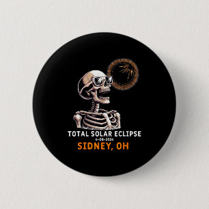 T-shirt Skelet Zonsverduistering Sidney Ohio Ronde Button 5,7 Cm