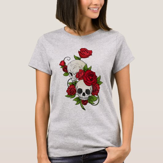 T-Shirt Skull-bloemen (Voorkant)