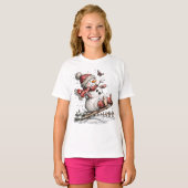 T-Shirt sleeën in de sneeuw (Voorkant volledig)