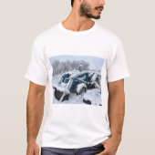 T-shirt - "Snowed In"  Classic Blue Tractor (Voorkant)