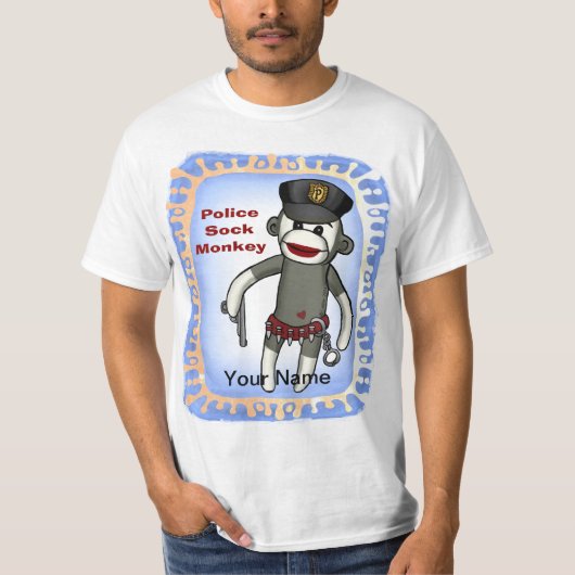 T-Shirt Sock Monkey Politie (Voorkant)