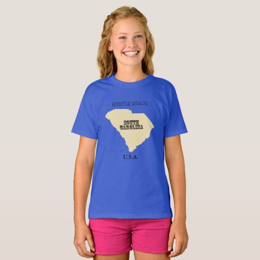 T-shirt - South Carolina Map met City (Voorkant volledig)