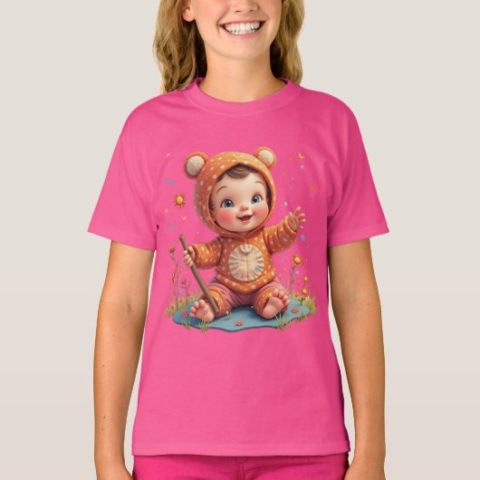 T-shirt speels karakter ontwerp voor kinderen (Voorkant)