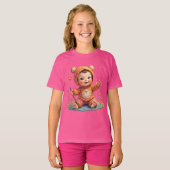 T-shirt speels karakter ontwerp voor kinderen (Voorkant volledig)