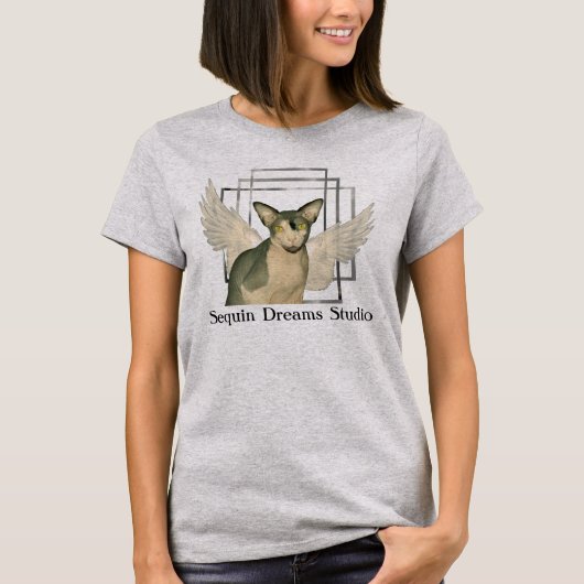 T-shirt | Sphynx Kat Ninja in Engel Vleugels (Voorkant)