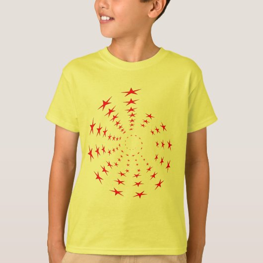 T-shirt - Spiralen van rode sterren (Voorkant)