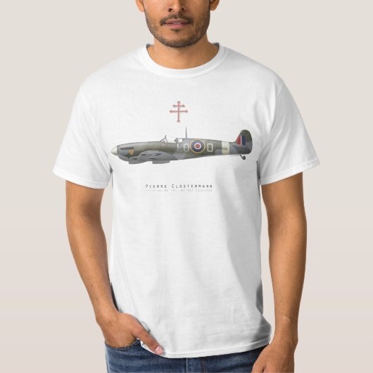 T-Shirt Spitfire Pierre Clostermann (Voorkant)